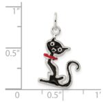 Sterling Silver Black Enameled Cat Charm - Image 4