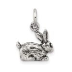 Sterling Silver Antiqued Rabbit Charm - Image 3