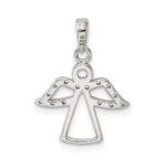 Sterling Silver Rhodium-plated Angel w/ CZ Wings Pendant - Image 3