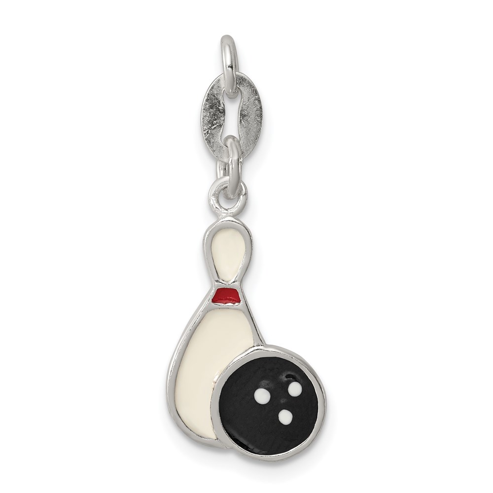 QC7915.jpg Sterling Silver Polished Enamel Bowling Charm - Image 1