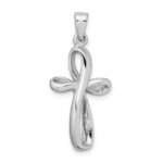 Sterling Silver Rhodium-plated Polished Cross Pendant - Image 3