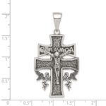 Sterling Silver Antiqued Large Caravaca INRI Crucifix Cross Pendant - Image 3