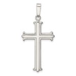 Sterling Silver Polished Fleur De Lis Cross Pendant