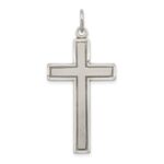 Sterling Silver Antiqued & Satin Cross Pendant