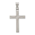 Sterling Silver Textured, Brushed and Polished Latin Cross Pendant