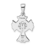 Sterling Silver Rhodium-plated Polished Celtic Cross Pendant - Image 3