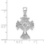 Sterling Silver Rhodium-plated Polished Celtic Cross Pendant - Image 4