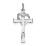 Sterling Silver Platinum-plated & Gold-tone Polished Cross w/Heart Pendant - Image 3