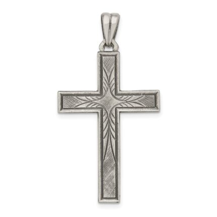Sterling Silver Antiqued, Polished and Brushed Latin Cross Pendant