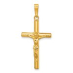 Sterling Silver Gold-tone Polished Crucifix Pendant