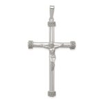 Sterling Silver Polished Textured Hollow Crucifix Pendant