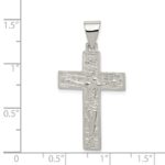 Sterling Silver Polished & Textured Crucifix Pendant - Image 3