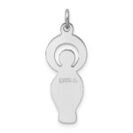 Sterling Silver Platinum-plated Polished & Satin CZ Miraculous Medal Pendan - Image 3