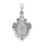 Sterling Silver Platinum-plated Polished Miraculous Blue CZ Pendant