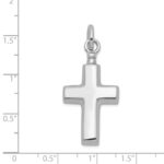 Sterling Silver Rhodium-plated Polished Cross Ash Holder Pendant - Image 4