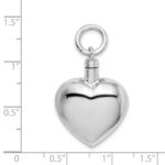 Sterling Silver Rhodium-plated Polished Heart Ash Holder Pendant - Image 4