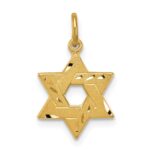 Sterling Silver Gold-tone Engraved Small Jewish Star Pendant