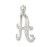 Sterling Silver Polished & Textured Letter A Initial Chain Slide - Image 4