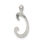 Sterling Silver Polished & Textured Letter C Initial Chain Slide - Image 4