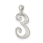 Sterling Silver Polished & Textured Letter E Initial Chain Slide - Image 3