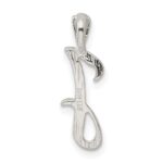 Sterling Silver Polished & Textured Letter J Initial Chain Slide - Image 3