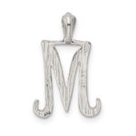 Sterling Silver Polished & Textured Letter M Initial Chain Slide - Image 3