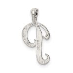 Sterling Silver Polished & Textured Letter P Initial Chain Slide - Image 3