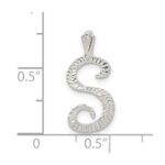 Sterling Silver Polished & Textured Letter S Initial Chain Slide - Image 4
