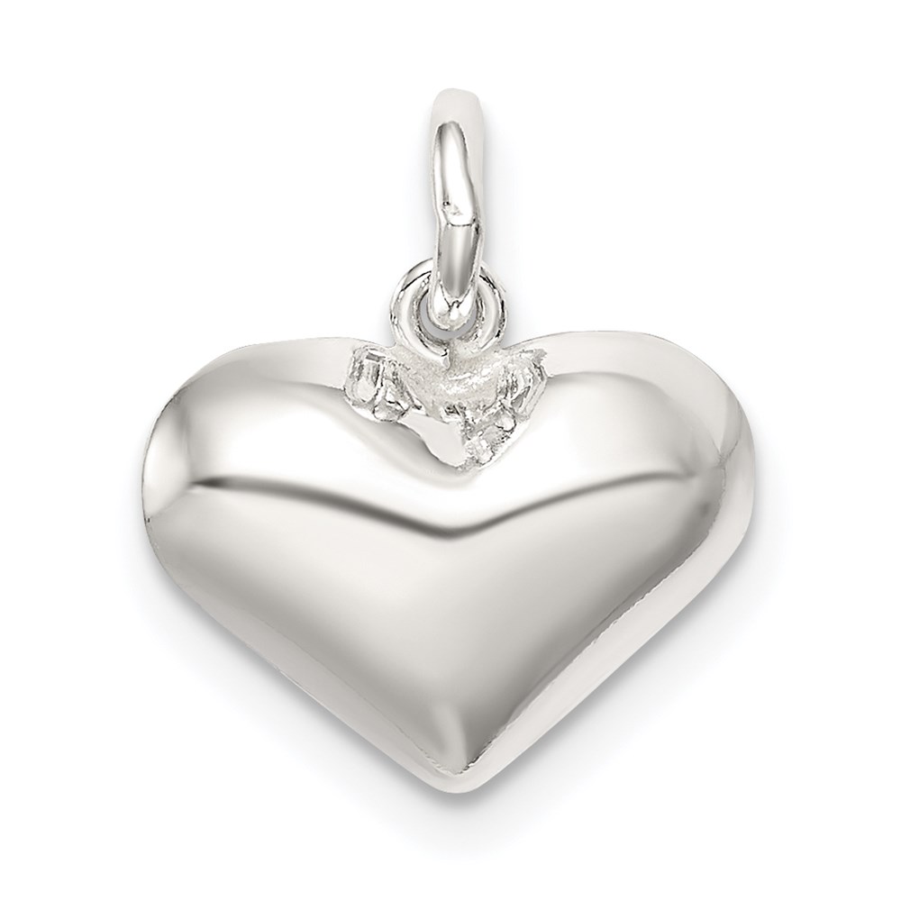 QC8462.jpg Sterling Silver Polished Puff Heart Charm - Image 1