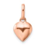Sterling Silver Rose-tone Polished Puffed Heart Pendant