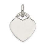 Sterling Silver Antiqued Polished 'I Love u' Engraved Heart Pendant - Image 4
