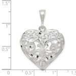Sterling Silver Polished Filigree Heart Pendant - Image 3