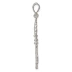 Sterling Silver Polished & Textured Key Pendant - Image 2