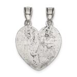 Sterling Silver Antiqued Best Friends Break Apart Heart Pendant - Image 4