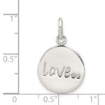 Sterling Silver Polished and Diamond-cut LOVE CZ Charm - Image 4