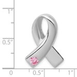 Sterling Silver Rhodium-plated Pink CZ Awareness Ribbon Pendant - Image 4