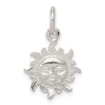 Sterling Silver Polished Face in Sun Pendant