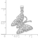 Sterling Silver Rhodium-plated CZ Butterfly Pendant - Image 4