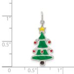 Sterling Silver Polished Enamel Christmas Tree Pendant - Image 3