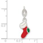 Sterling Silver Polished Enamel Christmas Stocking Charm - Image 3