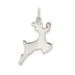 Sterling Silver Polished Enamel Reindeer Pendant - Image 4
