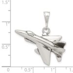 Sterling Silver Antiqued Jet Fighter Angled Pendant - Image 3