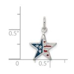 Sterling Silver Polished Enamel American Flag Star Pendant - Image 3