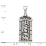 Sterling Silver Antiqued Stacked Elephants Engraved Pendant - Image 3