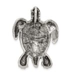 Sterling Silver Antiqued & Textured Turtle Chain Slide Pendant - Image 4