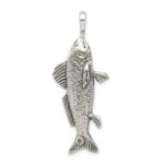 Sterling Silver Antiqued & Textured Fish Pendant - Image 4