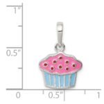 Sterling Silver Polished Enamel Cupcake Child Pendant - Image 3