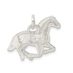 Sterling Silver Polished & Textured Horse Pendant - Image 4