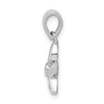 Sterling Silver Rhodium-plated Flower with CZ Pendant - Image 2