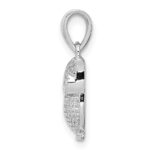 Sterling Silver Rhodium-plated with Blue Glass Owl Pendant - Image 2